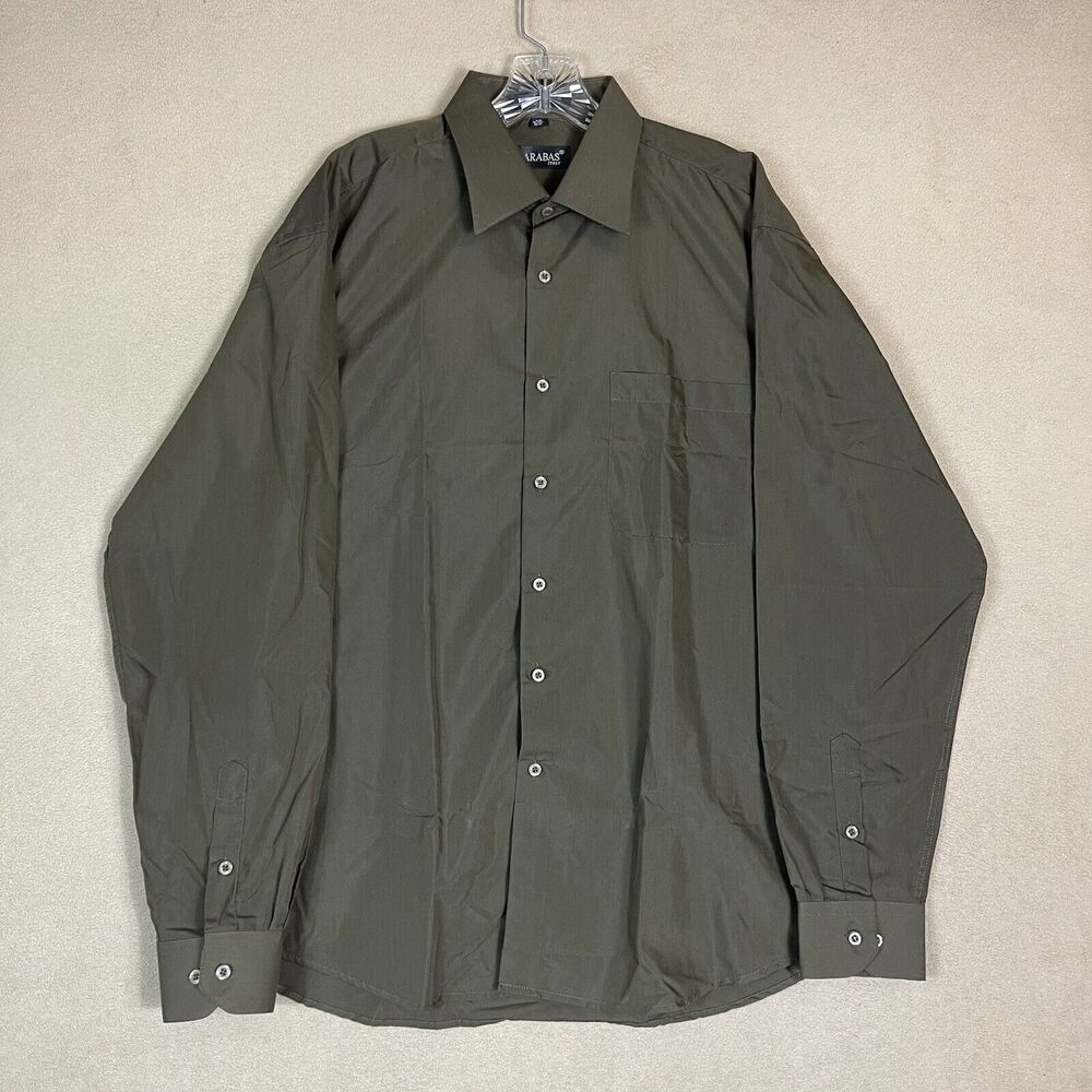 Barabas Shirt Mens Large Green Long Sleeve Stretch Chest Pocket Preppy Designer